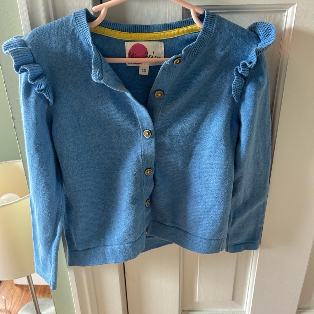 Mini Boden Blue Ruffle Cardigan